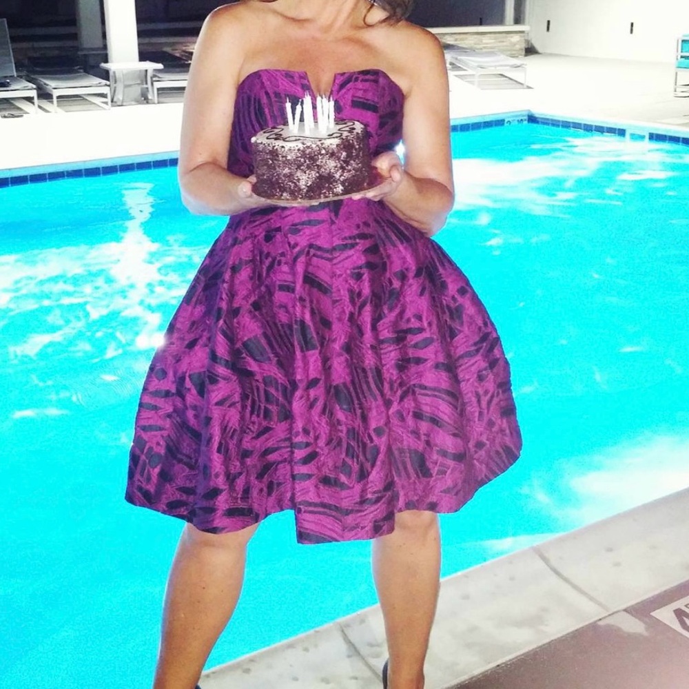 Halston Heritage Strapless Purple Dress